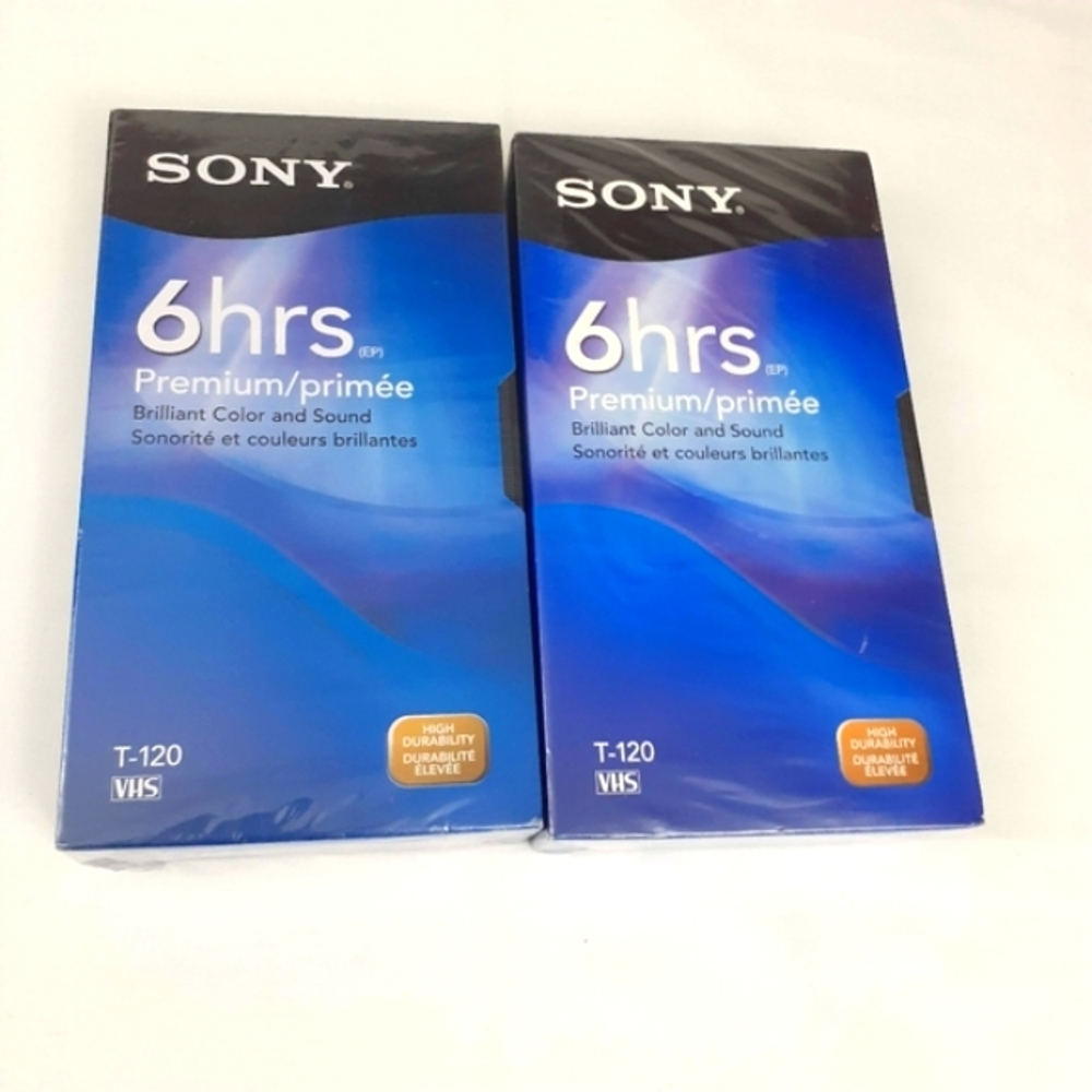 Sony Blank VHS Tapes 2 Pack T-120 VL 6HR Premium Grade